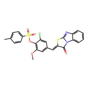 (Z)-2-chloro-6-methoxy-4-((3-oxobenzo[4,5]imidazo[2,1-b]thiazol-2(3H)-ylidene)methyl)phenyl 4-methylbenzenesulfonate structure