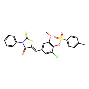 (E)-2-chloro-6-methoxy-4-((4-oxo-3-phenyl-2-thioxothiazolidin-5-ylidene)methyl)phenyl 4-methylbenzenesulfonate structure