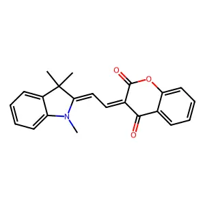 (E)-3-((Z)-2-(1,3,3-trimethylindolin-2-ylidene)ethylidene)chroman-2,4-dione structure