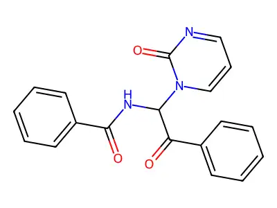 N-[2-oxo-1-(2-oxopyrimidin-1-yl)-2-phenylethyl]benzamide structure