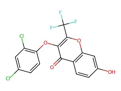 3-(2,4-dichlorophenoxy)-7-hydroxy-2-(trifluoromethyl)-4H-chromen-4-one structure