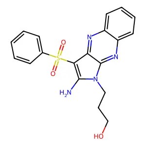 3-[2-amino-3-(benzenesulfonyl)-1H-pyrrolo[2,3-b]quinoxalin-1-yl]propan-1-ol structure