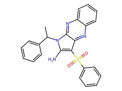 1-(1-phenylethyl)-3-(phenylsulfonyl)-1H-pyrrolo[2,3-b]quinoxalin-2-amine structure