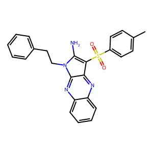 1-phenethyl-3-tosyl-1H-pyrrolo[2,3-b]quinoxalin-2-amine structure