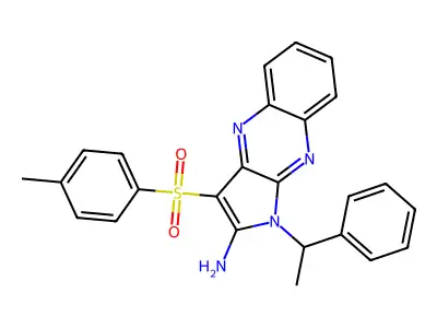 1-(1-phenylethyl)-3-tosyl-1H-pyrrolo[2,3-b]quinoxalin-2-amine structure