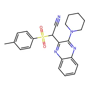 2-(4-Methylphenyl)sulfonyl-2-(3-piperidin-1-ylquinoxalin-2-yl)acetonitrile structure