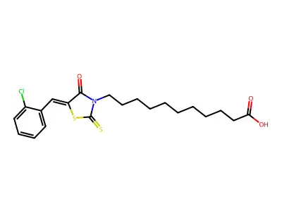 11-(5-(2-Chlorobenzylidene)-4-oxo-2-thioxo-1,3-thiazolidin-3-YL)undecanoic acid structure