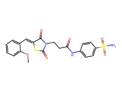 3-[(5E)-5-[(2-methoxyphenyl)methylidene]-2,4-dioxo-1,3-thiazolidin-3-yl]-N-(4-sulfamoylphenyl)propanamide structure