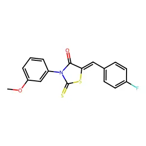 (5Z)-5-(4-fluorobenzylidene)-3-(3-methoxyphenyl)-2-thioxo-1,3-thiazolidin-4-one structure
