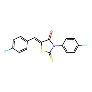 (5Z)-5-(4-fluorobenzylidene)-3-(4-fluorophenyl)-2-thioxo-1,3-thiazolidin-4-one structure