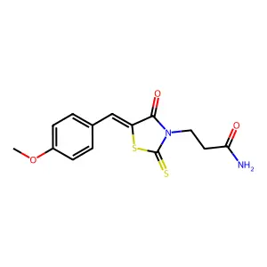 (Z)-3-(5-(4-methoxybenzylidene)-4-oxo-2-thioxothiazolidin-3-yl)propanamide structure