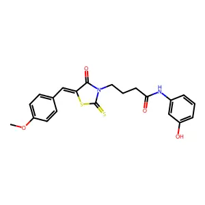 (Z)-N-(3-hydroxyphenyl)-4-(5-(4-methoxybenzylidene)-4-oxo-2-thioxothiazolidin-3-yl)butanamide structure