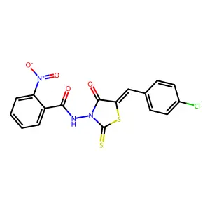 N-[(5Z)-5-[(4-chlorophenyl)methylidene]-4-oxo-2-sulfanylidene-1,3-thiazolidin-3-yl]-2-nitrobenzamide structure