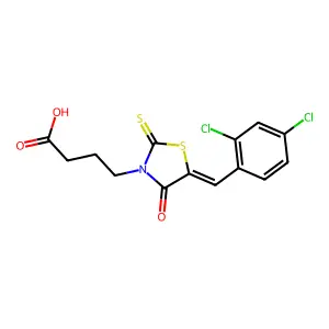 4-[5-(2,4-Dichlorobenzylidene)-4-oxo-2-thioxo-1,3-thiazolidin-3-yl]butanoic acid structure