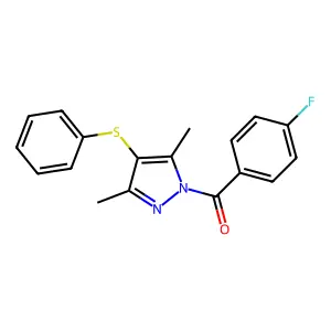 (3,5-dimethyl-4-(phenylthio)-1H-pyrazol-1-yl)(4-fluorophenyl)methanone structure