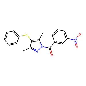 (3,5-Dimethyl-4-phenylsulfanylpyrazol-1-yl)-(3-nitrophenyl)methanone structure