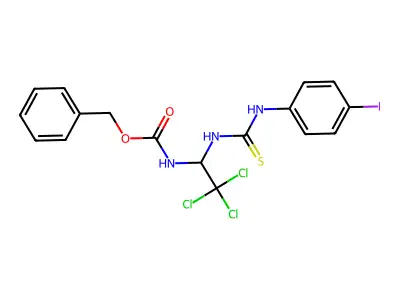 Benzyl 2,2,2-trichloro-1-{[(4-iodoanilino)carbothioyl]amino}ethylcarbamate structure
