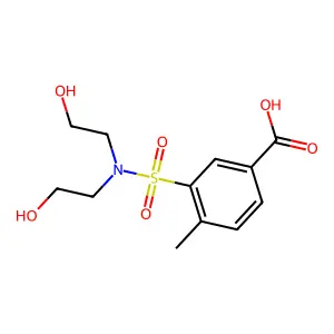 3-[Bis(2-hydroxyethyl)sulfamoyl]-4-methylbenzoic acid structure