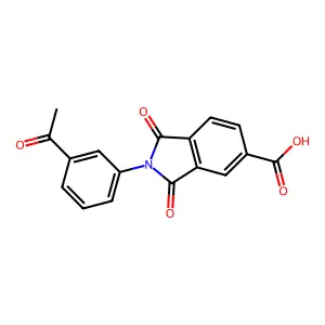 2-(3-acetylphenyl)-1,3-dioxo-2,3-dihydro-1H-isoindole-5-carboxylic acid structure
