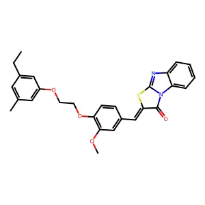 (2Z)-2-[[4-[2-(3-ethyl-5-methylphenoxy)ethoxy]-3-methoxyphenyl]methylidene]-[1,3]thiazolo[3,2-a]benzimidazol-1-one structure