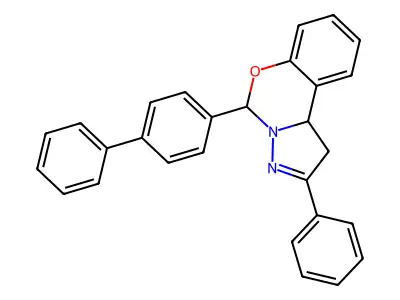 2-phenyl-5-(4-phenylphenyl)-5,10b-dihydro-1H-pyrazolo[1,5-c][1,3]benzoxazine structure