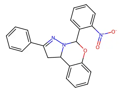 5-(2-Nitrophenyl)-2-phenyl-1,10b-dihydropyrazolo[1,5-c][1,3]benzoxazine structure