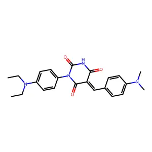 (5Z)-1-[4-(diethylamino)phenyl]-5-[4-(dimethylamino)benzylidene]pyrimidine-2,4,6(1H,3H,5H)-trione structure