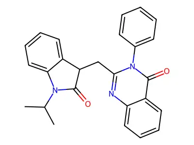 2-[(2-oxo-1-propan-2-yl-3H-indol-3-yl)methyl]-3-phenylquinazolin-4-one structure