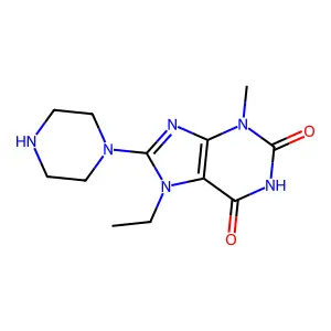 7-Ethyl-3-methyl-8-piperazin-1-ylpurine-2,6-dione structure