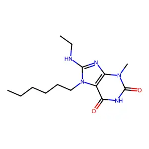 8-Ethylamino-7-hexyl-3-methyl-3,7-dihydro-purine-2,6-dione structure