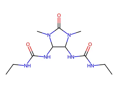 1-Ethyl-3-[5-(ethylcarbamoylamino)-1,3-dimethyl-2-oxoimidazolidin-4-yl]urea structure