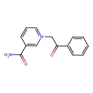 3-(Aminocarbonyl)-1-(2-oxo-2-phenylethyl)pyridinium structure