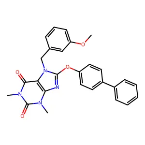 7-[(3-Methoxyphenyl)methyl]-1,3-dimethyl-8-(4-phenylphenoxy)purine-2,6-dione structure