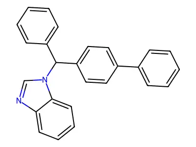 1-[Phenyl-(4-phenylphenyl)methyl]benzimidazole structure