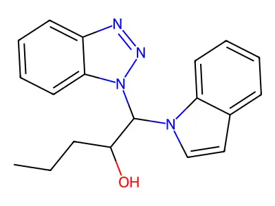 1-(1H-benzotriazol-1-yl)-1-(1H-indol-1-yl)pentan-2-ol structure