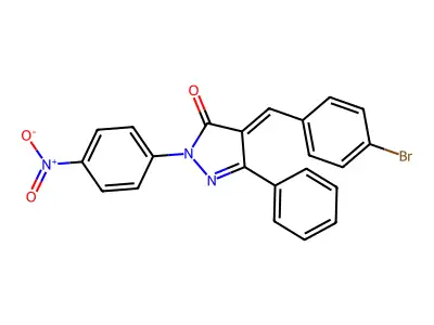 (4E)-4-[(4-bromophenyl)methylidene]-2-(4-nitrophenyl)-5-phenylpyrazol-3-one structure