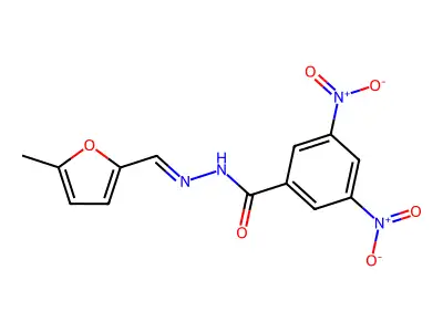 N-[(5-methylfuran-2-yl)methylideneamino]-3,5-dinitrobenzamide structure
