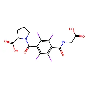 L-Proline, 1-(4-(((carboxymethyl)amino)carbonyl)-2,3,5,6-tetraiodobenzoyl)- structure