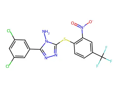 3-(3,5-dichlorophenyl)-5-{[2-nitro-4-(trifluoromethyl)phenyl]thio}-4H-1,2,4-triazol-4-amine structure