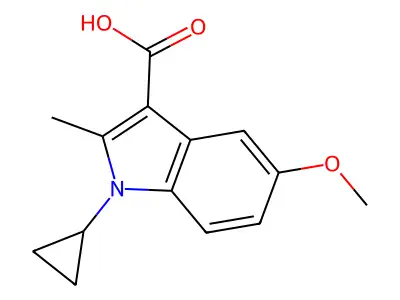 1-cyclopropyl-5-methoxy-2-methyl-1H-indole-3-carboxylic acid structure
