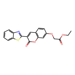 Ethyl 2-(3-benzothiazol-2-yl-2-oxochromen-7-yloxy)acetate structure
