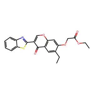 Ethyl 2-(3-benzothiazol-2-yl-6-ethyl-4-oxochromen-7-yloxy)acetate structure
