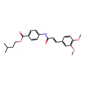 3-methylbutyl 4-[(2E)-3-(3,4-dimethoxyphenyl)prop-2-enoylamino]benzoate structure