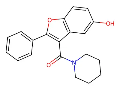 (5-Hydroxy-2-phenylbenzofuran-3-yl)(piperidin-1-yl)methanone structure