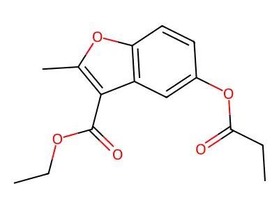 Ethyl 2-methyl-5-(propanoyloxy)-1-benzofuran-3-carboxylate structure