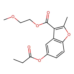 2-Methoxyethyl 2-methyl-5-(propanoyloxy)-1-benzofuran-3-carboxylate structure