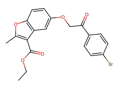 Ethyl 5-[2-(4-bromophenyl)-2-oxoethoxy]-2-methyl-1-benzofuran-3-carboxylate structure