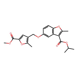 propan-2-yl 5-{[5-(methoxycarbonyl)-2-methylfuran-3-yl]methoxy}-2-methyl-1-benzofuran-3-carboxylate structure