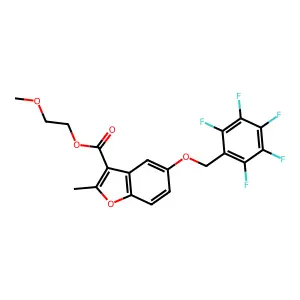 2-Methoxyethyl 2-methyl-5-((perfluorophenyl)methoxy)benzofuran-3-carboxylate structure