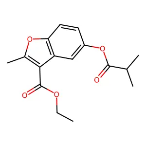 Ethyl 2-methyl-5-(2-methylpropanoyloxy)-1-benzofuran-3-carboxylate structure